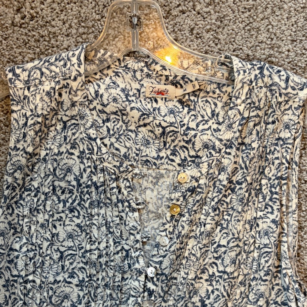 Faherty Blue and White Floral Midi Dress - Picture 3 of 8